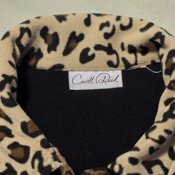 Chic Leopard Print Fleece Box Style Jacket - Picture 4 of 5